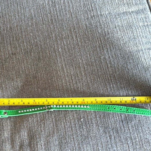 Green Studded Dog Collar, Size Small, rhinestones - Picture 2 of 6